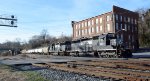 NS 3364 and NS 5801 bring the NS yard job E19 across Washington St.  Cut of cars for interchange with CSX trail